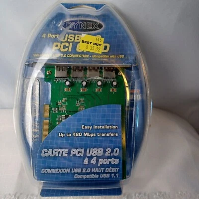 Dynex DX-UC104 (4-Port) USB 2.0 PCI Desktop Card Host Adapter NIB NEW 2004 NOS - Image 1 of 4