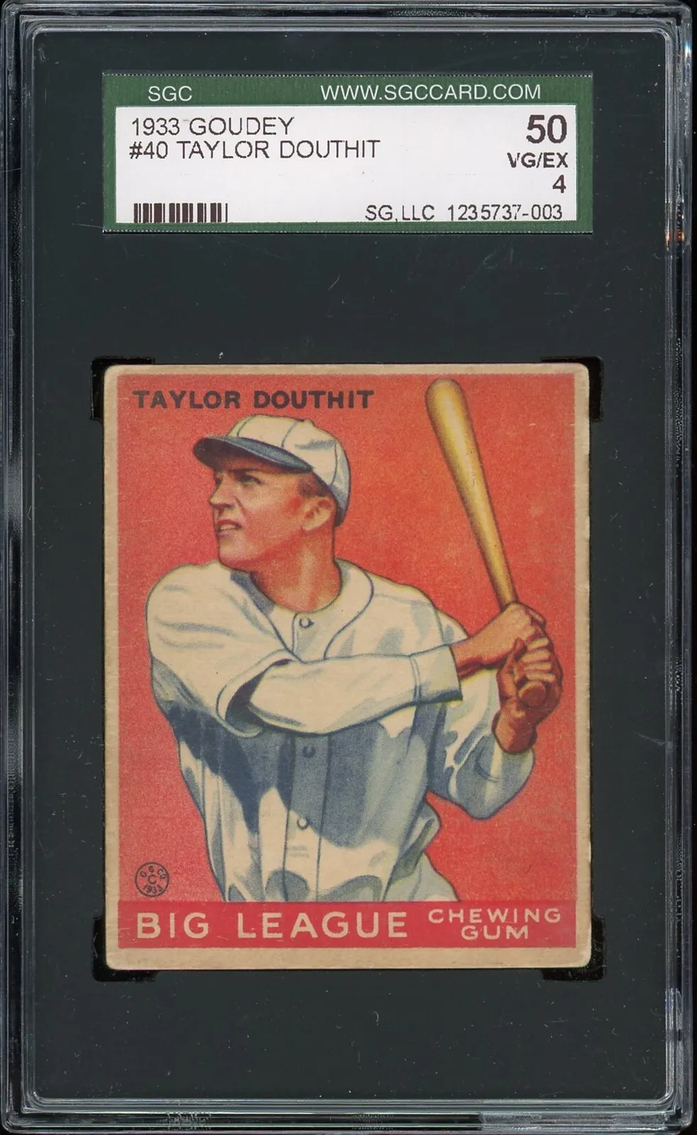 1933 Goudey Baseball #40 Taylor Douthit SGC 4