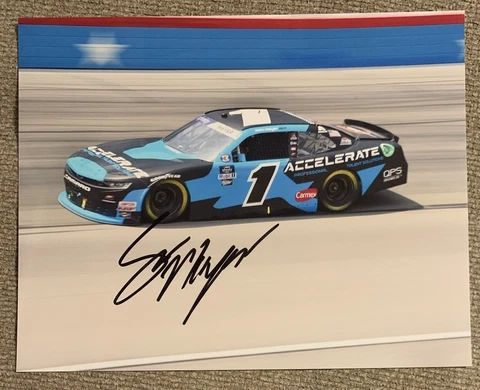 Sam Mayer Signed 8x10 Photo Accelerate Car On The Track NASCAR COA Cover