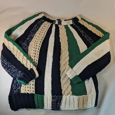 Smythe x Augden Hand Knit Pima Cotton Multicolor Sweater Green Black Womens S Foto 1 de 4