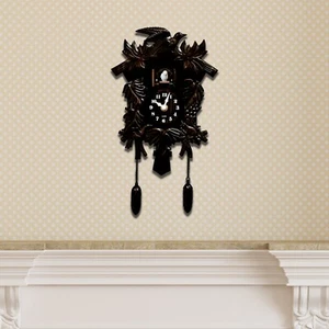 Walplus Black Vintage Cuckoo Clock Bird Pendulum Wall Clock 2-Year Warranty - Picture 1 of 12