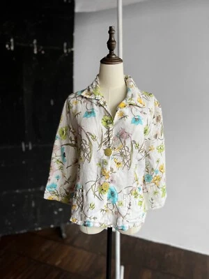 Elisa Cavaletti Womens Linen Floral Lightweight Cardigan Jacket Italy Size - M/L - Image 1 of 4