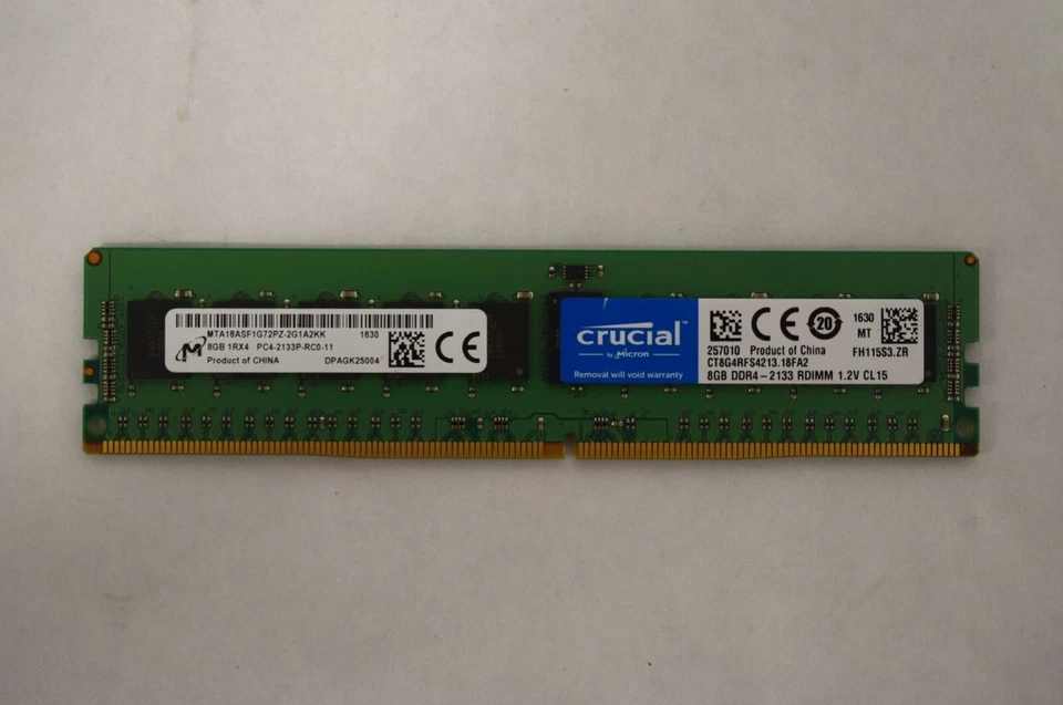 Crucial 8GB DDR4-2133 CAS 15-15-15 Registered DIMM 774170-001 Memory Module - Image 1 of 1