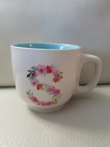 Initial "S" Coffee mug cup Monogram Jumbo w blue inside - Picture 1 of 7