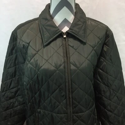 Abrigo Chaqueta LIZ CLAIBORNE Lizsport Acolchado Cremallera Completa Negro Grande SS17 Foto 1 de 4