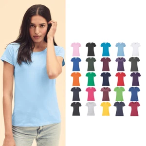 Women's Lightweight Cotton T-shirt - Fruit of the Loom Lady-fit top - Picture 1 of 33