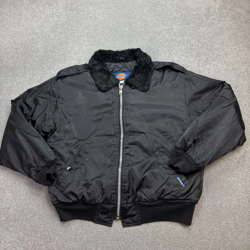 Dickies Jacket Adult Medium Black Chore Work Wear Bomber Lined Coat Mens* - image 1 of 4