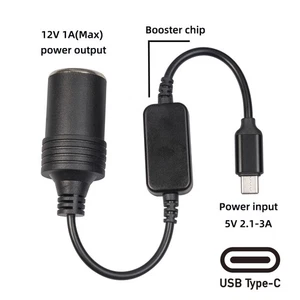 Type-C 5v To 12v Cigarette Lighter Female Boost Power Adapter Cable Boost Power - Picture 1 of 9