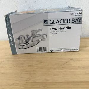 Glacier Bay Aragon 4 in. Centerset 2-Handle Low-Arc Bathroom Faucet in Chrome - Picture 1 of 2