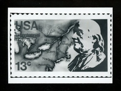 US Stamp FDC Publicity Photo Essay #1690 13c Benjamin Franklin map 1976 - Image 1 of 2