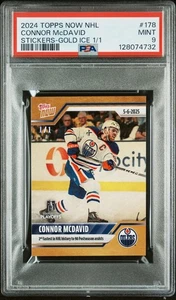 Pegatinas 2024 Topps Now NHL #178 CONNOR McDAVID GOLD ICE 1/1 PSA COMO NUEVAS 9 - Imagen 1 de 2