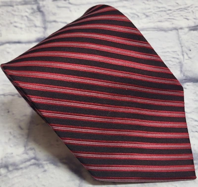 Corbata de seda J. Ferrar roja negra gris a rayas para hombre 58 x 4 Foto 1 de 4