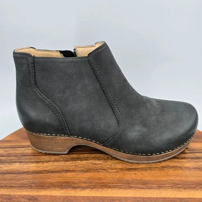 Botas Dansko Mujer 8.5 39 Negro Cuero Nobuck Cremallera Tacón Barbara Botines al Tobillo Foto 1 de 4