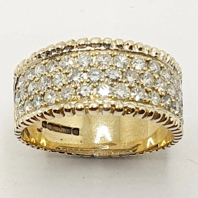 9ct Diamond Wide Band 9.15mm 1.25ct  Yellow Gold Ring Size N 1/2 Full Hallmark - Image 1 of 4