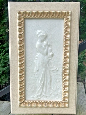 Rare Antique Figural Cambridge Tile Woman Girl Ceramic Framed Encaustic Majolica - Image 1 of 4