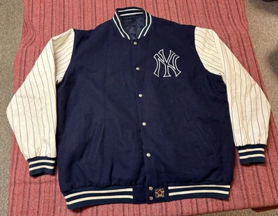 MENS USED JEFF HAMILTON NEW YORK YANKEES REVERSIBLE VARSITY JACKET SIZE 5X - Image 1 of 4