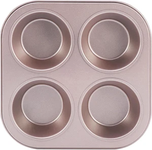 4 Tassen Muffinform Backblech - Antihaft Cupcake Form - Kohlenstoffstahl Kuchen Mou - Bild 1 von 12
