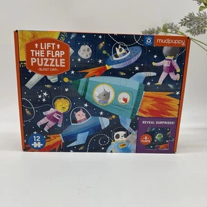 Mudpuppy lift the flap space theme puzzle-blast off 6 flaps 12 pieces puzzle NEW - Picture 1 of 3