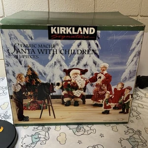 Kirkland Signature Fabric Mache Santa With Children 11 Piece Christmas w/Box - Picture 1 of 24
