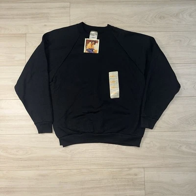 SUDADERA VINTAGE FRUIT OF THE LOOM BLANK Negra CUELLO REDONDO AÑOS 90 X-GRANDE DEADSTOCK Foto 1 de 4
