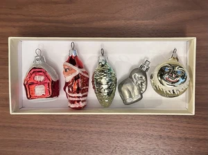 Vintage Mercury Glass Christmas Ornaments Set of 5 , Germany 1960s incl Elephant - Picture 1 of 17