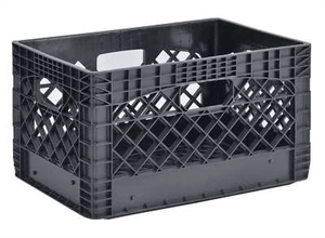 24QT Plastic Heavy-Duty Milk Organizing Storage Crate, Black - Picture 1 of 11