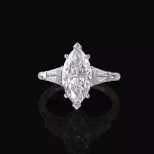 Wedding Engagement Ring Marquise 2.3Ct Moissanite In Solid 14k White Gold - Picture 1 of 3