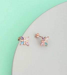 Ohrring 925 Sterlingsilber Mischen Stein Blume der Hoffnung ER0902bestesGeschenk - Bild 1 von 3