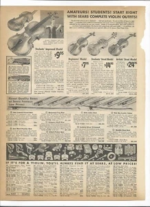 1937 Sears Catalog Ad Pages Student Professional Violin Supertone Saxophone - Picture 1 of 4