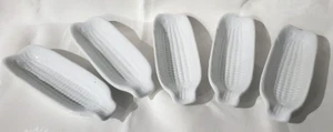 Set Of 5 Corn On The Cob Dishes Servers White Ceramic Stackable - Picture 1 of 6