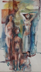 Walter Harnisch, Drei weibliche Akte, große Mischtechnik, um 1970 - Bild 1 von 13