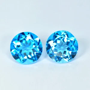 6,67 Karat (2 Stck.) Rund geschnitten _ Supreme Sparkles natürlicher himmelblauer Topas _ Brasilien - Bild 1 von 1