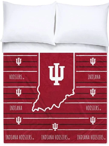 Indiana Hoosiers NCAA 60" x 80" Logo Stripe Flannel Blanket-W23685963134 Cover