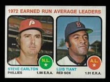 1973 TOPPS 1972 EARNED RUN AVERAGE LEADERS STEVE CARLTON LUIS TIANT #65