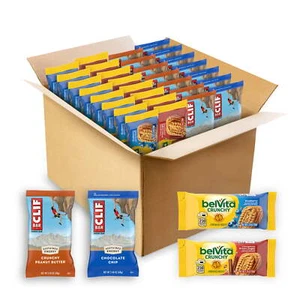 CLIF BAR Energy Bars and BelVita Breakfast Biscuits Variety Pack 4 Flavors, 30Ct - Picture 1 of 9