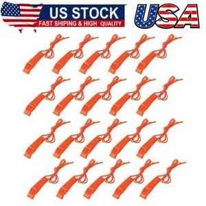 20 Pcs Emergency Safety Whistle Plastic Whistles Set with Lanyard for Hiking - Picture 1 of 8