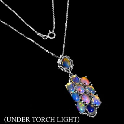 Collana In Argento Sterling 925 Con Opale Di Fuoco Ovale 6x4mm Gioielli 16 - Immagine 1 di 4