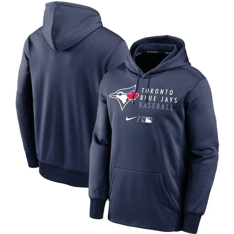 Men's Toronto Blue Jays Navy AC Baseball Logo Stack Performance Pullover Hoodie Cover