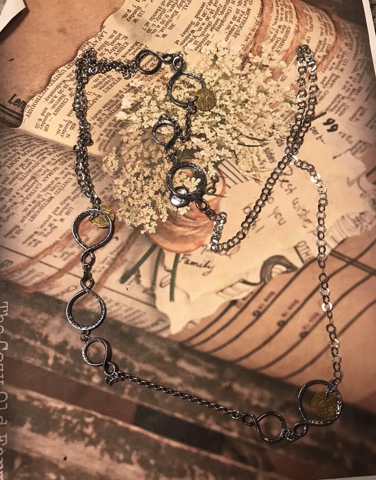 Collar Silpada N2150 plata de ley oxidada con discos de latón 38" nuevo Foto 1 de 4