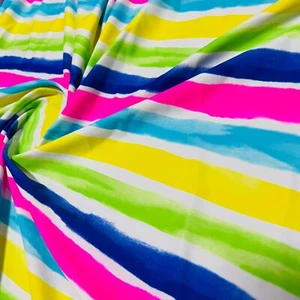 Spandex Fabric 4-Way Stretch Colorid Stripes Print 60" by The Yard for Swimwear - Picture 1 of 4