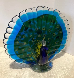 VINCI Hand Fused By Dynasty Gallery Glass PEACOCK Beautiful Glass Cane Colors - Picture 1 of 7