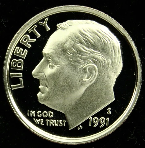 1991 S Deep Cameo Proof Roosevelt Dime (C01) Cover