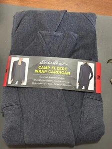Eddie Bauer Cardigan Sweater Womens M Midnight Heather Camp Fleece Wrap Pockets - Picture 1 of 2