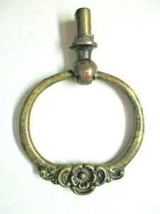Floral 1890 Art Nouveau Drop Ring Pull Handle Solid Brass 2-5/16" Wide 1 Antique - Picture 1 of 11