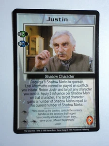 1998 BABILONIA 5 CCG - LA GRANDE GUERRA - RARA CARD - JUSTIN  - Foto 1 di 2