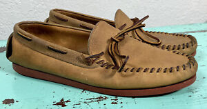 Ralph Lauren Made in USA Mens Tan Leather Handsewn Moccasin Loafers US 10.5 D