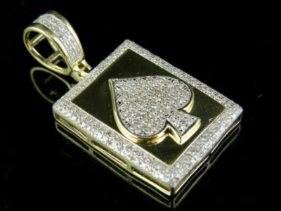 Colgante de moissanita real corte redondo pala para hombre 5 quilates chapado en oro amarillo de 14 quilates plateado Foto 1 de 4