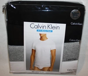 Paquete de 4 camisetas de algodón Calvin Klein cuello redondo S cuatro calce clásico - Imagen 1 de 2