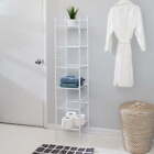 6-Shelf Steel Bathroom Storage Shelves, White, Holds up to 10 lb per Shelf