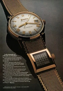 1969 Bulova Time Center D Calendar Watch Original Color Ad - Picture 1 of 1